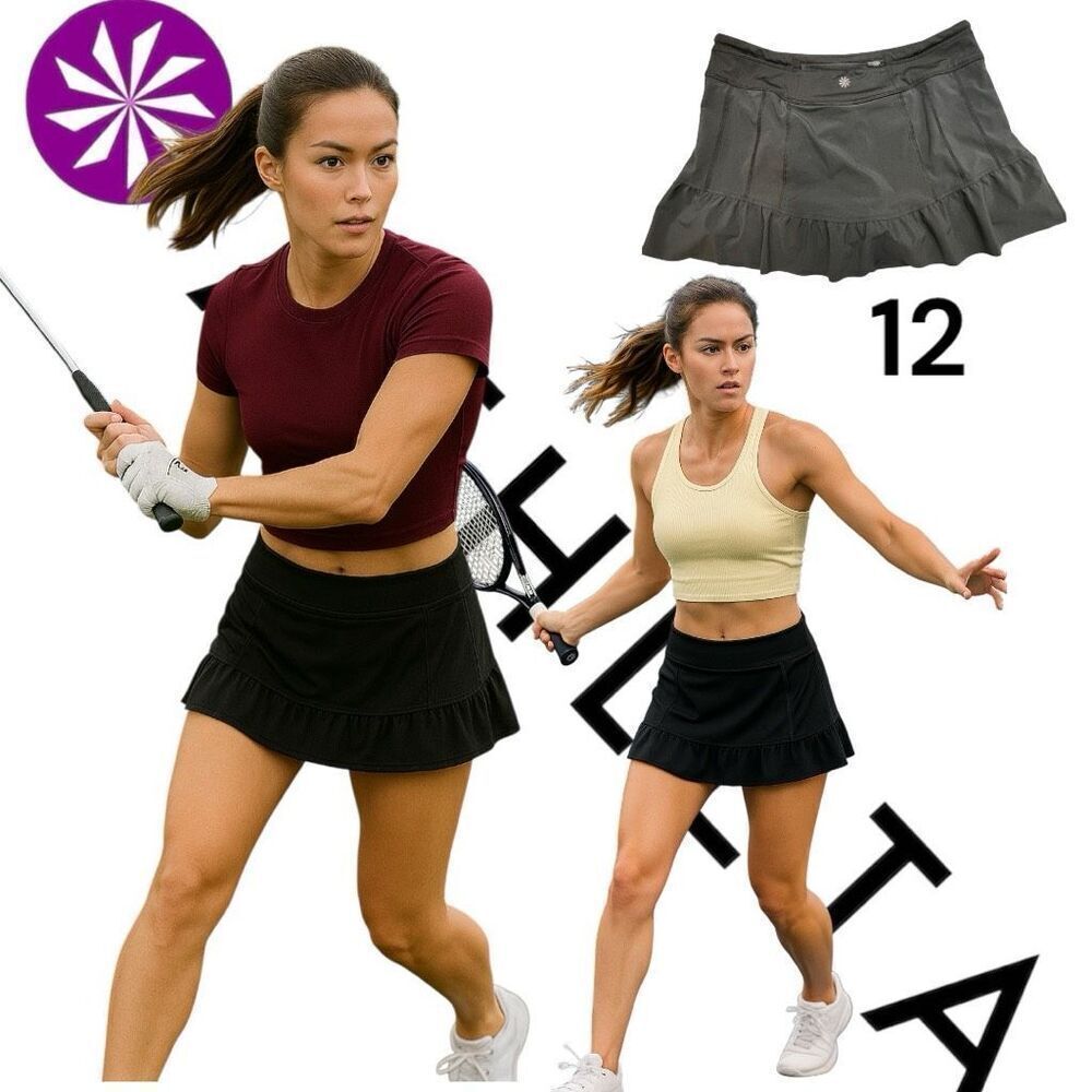 Athleta Skort Black Takeoff Athletic Skirt Women’s 12 Tennis Golf pickleball